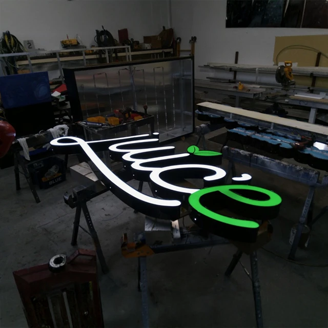 Juice bar illuminated cabinet sign